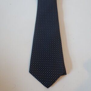 Mens Yves Saint Laurent Paris Black Label Blue White Dot Print Design Silk Tie *